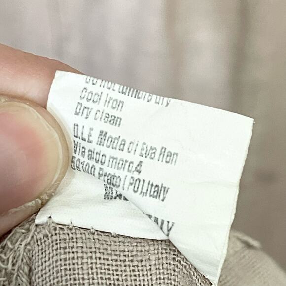 Le Ragazze Dress Neutral Brown Linen Sleeveless V Neck Ruffle Tiered Small NWT - Picture 10 of 11